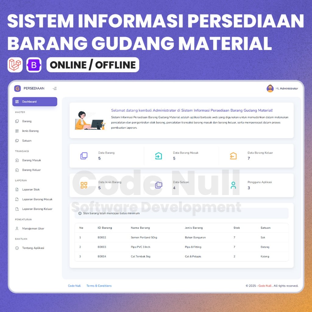 Sistem Informasi Persediaan Barang Gudang Material Versi 3 - Laravel